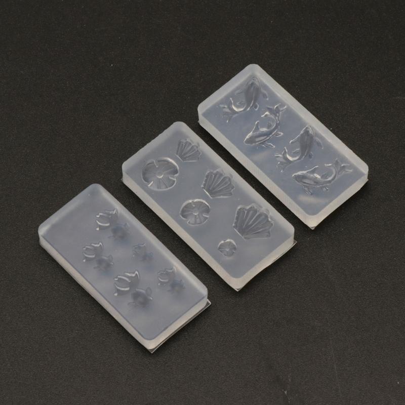 3 ks Mini velikost Formička na přívěsek šperku Lití do pryskyřice Náušnice Přívěsek na náhrdelník Formička na rybku Lotosový list Nástroj na výrobu šperků
