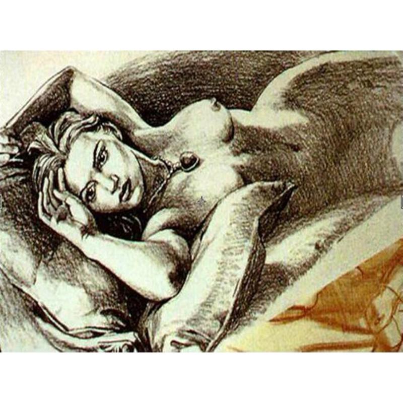 5D Diy Diamond Painting Portrait Sexy Woman Full Round Diamond Embroidery Cross Stitch Patterns Nude Art Needlework  Decor