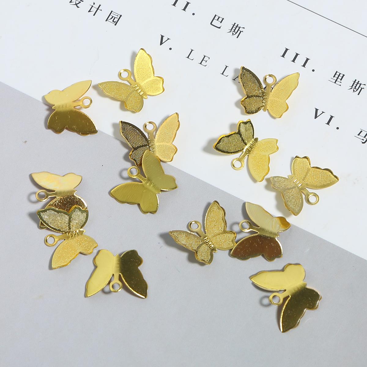 50 шт., металлическая медная подвеска-бабочка, подвеска, DIY ювелирные аксессуары, аксессуары для ювелирных изделий, принадлежности для ювелирных изделий 11x13mm