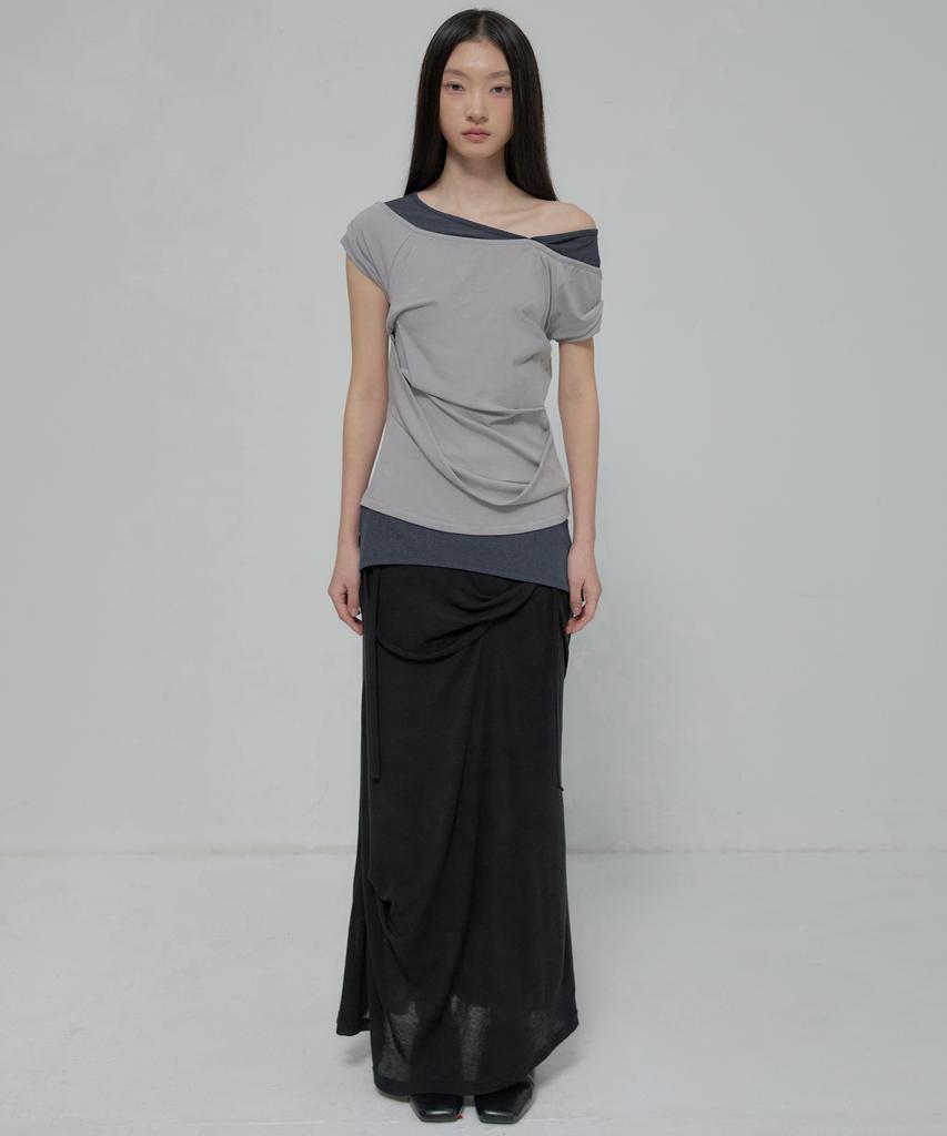 Peulleeoeob 2-Layered Top (Fl-141_Gray&Charcoal)