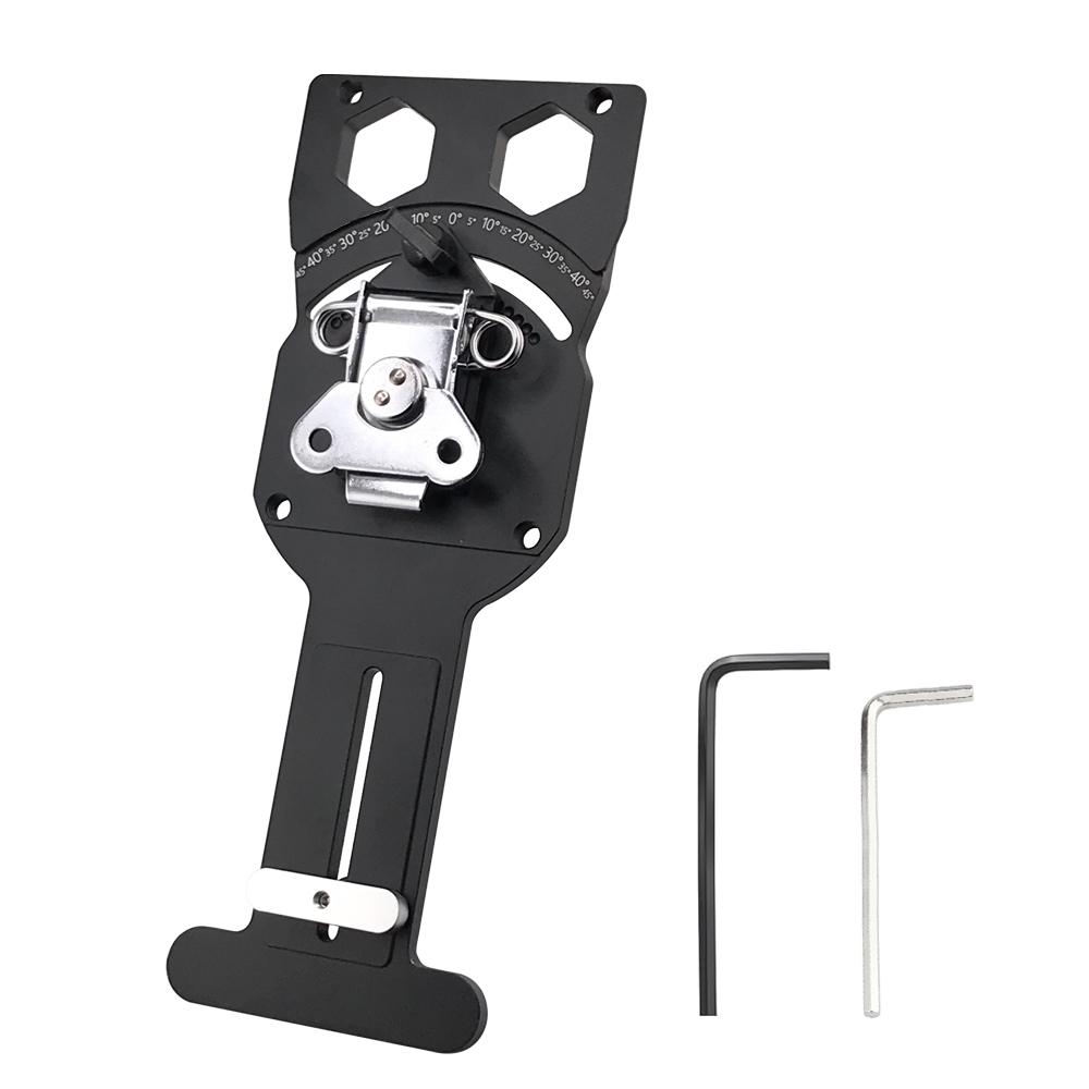 

Квадрат для дисковой пилы с регулируемым углом от -45° до 45°, быстрыми положительными упорами и направляющей для прямоугольного рельсового квадрата на 90 градусов чёрный