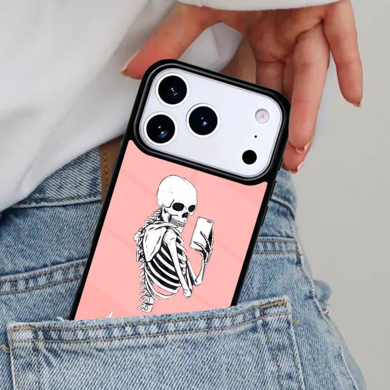 Cute Skull Phone Case for iPhone 16e 15 14 13 12 17 Pro Max Plus Air 17pro Cover Coque