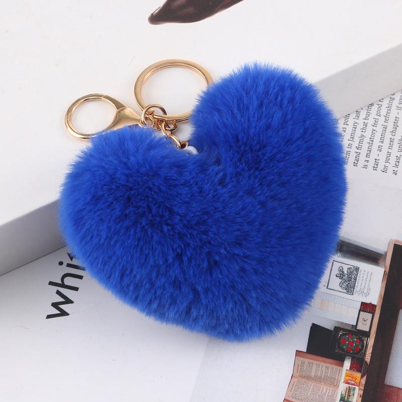 Fashion Cute Fluffy Heart Fur Keychain Soft Plush Leopard Print Pendants Kawaii Bag Car Charm Stuffed Toy Valentine'S Day Gifts
