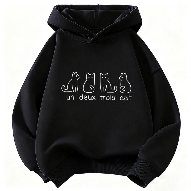 Fun and Cute Cat-Print Hoodie – Warm, Fleece-Lined, Thickened Casual Sweatshirt for Kids (Autumn/Winter); Suitable for Boys and Girls; Harajuku Style.
