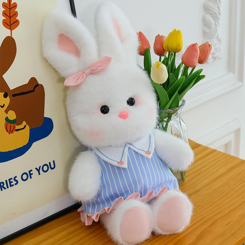 Cute Striped Skirt Nini Rabbit Plush Toy Girl Birthday Gift Chinese Valentine's Day Confession Doll Home Pillow