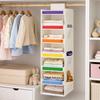 Hanging Closet Shelves for Kids Clothes, 6 Section Weekly Storage with Side Pockets and Fabric Shelf Design for Home Use