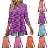 Tunic Tops For Women Loose Fit Prints Tops 3/4 Length Sleeve Womens Tops With Asymmetrical Hem