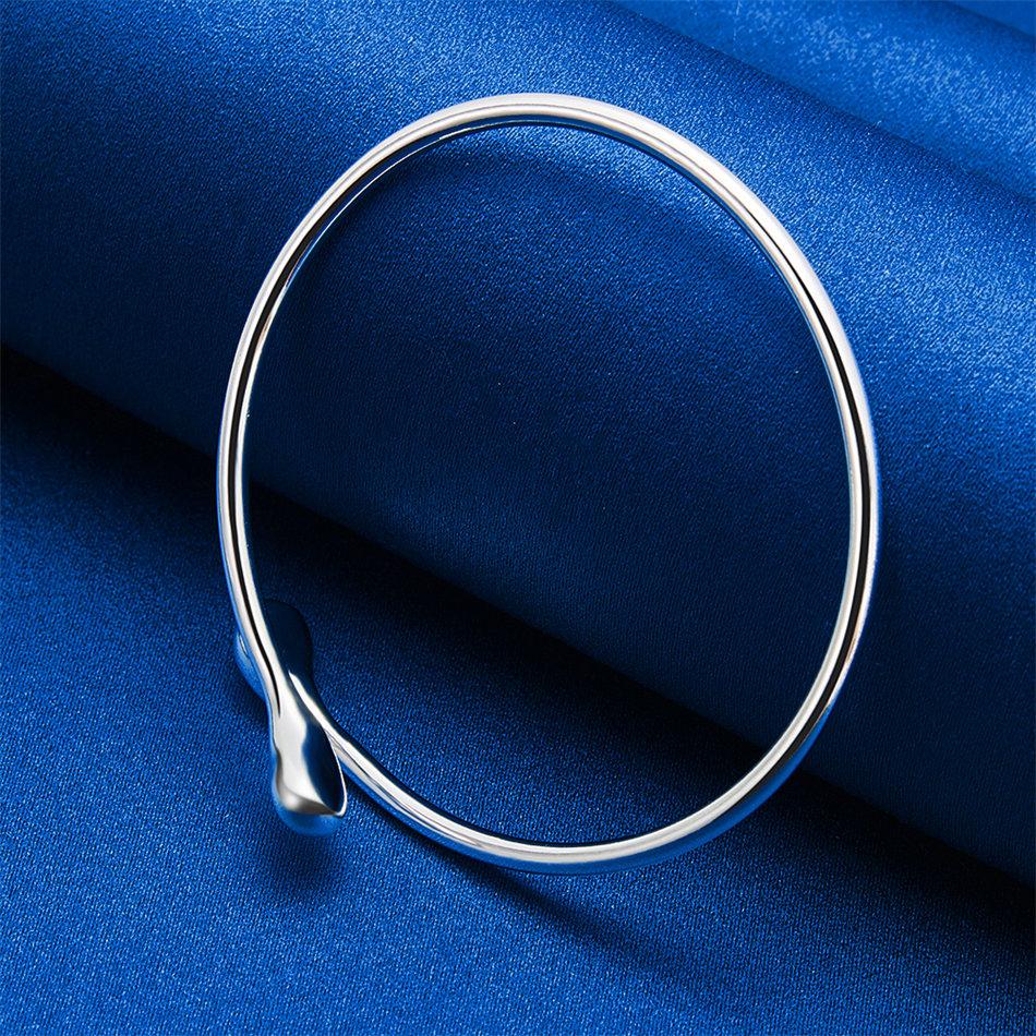 Luxurious 925 Sterling Silver Delicate Drop Open Bracelet Women Fashion Party Wedding Jewelry Accessories