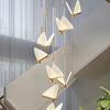 Nordic Duplex Luxury Living Room Background Wall Creative Decoration Rotating Staircase Butterfly Attic Hollow Chandelier