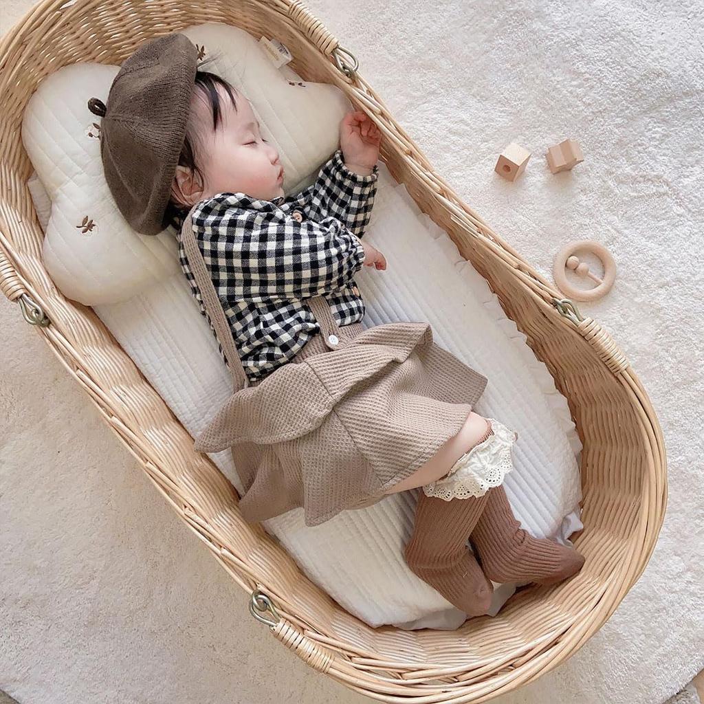 SLINX Baby Dress Small Floral and Checkered Flared 100th Day Korean Perfect for School or PT212 Size Girls' Set, Shirt, Pants, Overalls, Print,