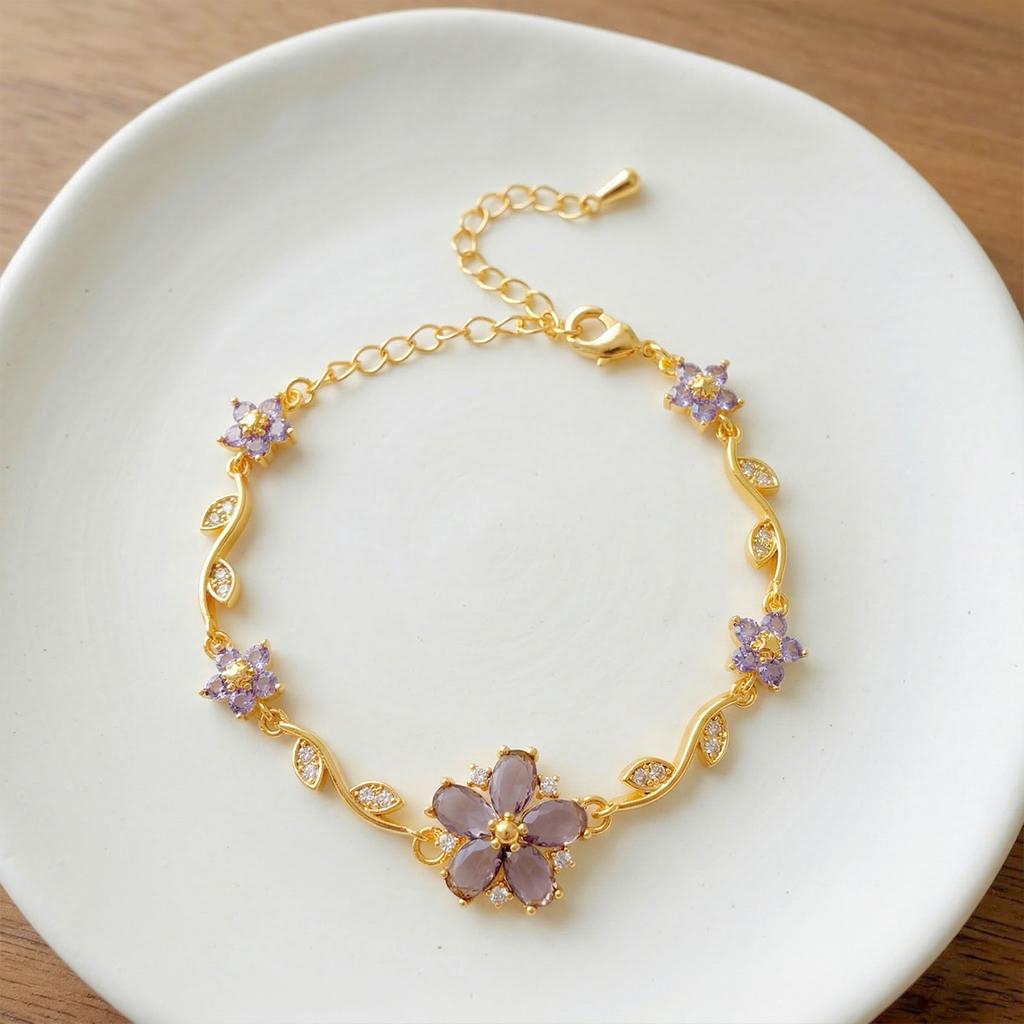 Bracelet Mori flower bow small fresh bracelet, environmentally friendly copper inlaid zircon high quality