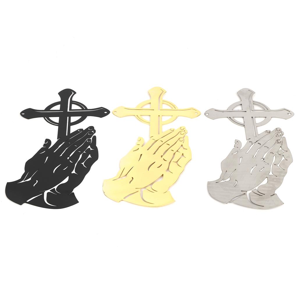 3PCS Set Peaceful Praying Hands Wall Decor with Religious Cross Garden Decoration Ornaments