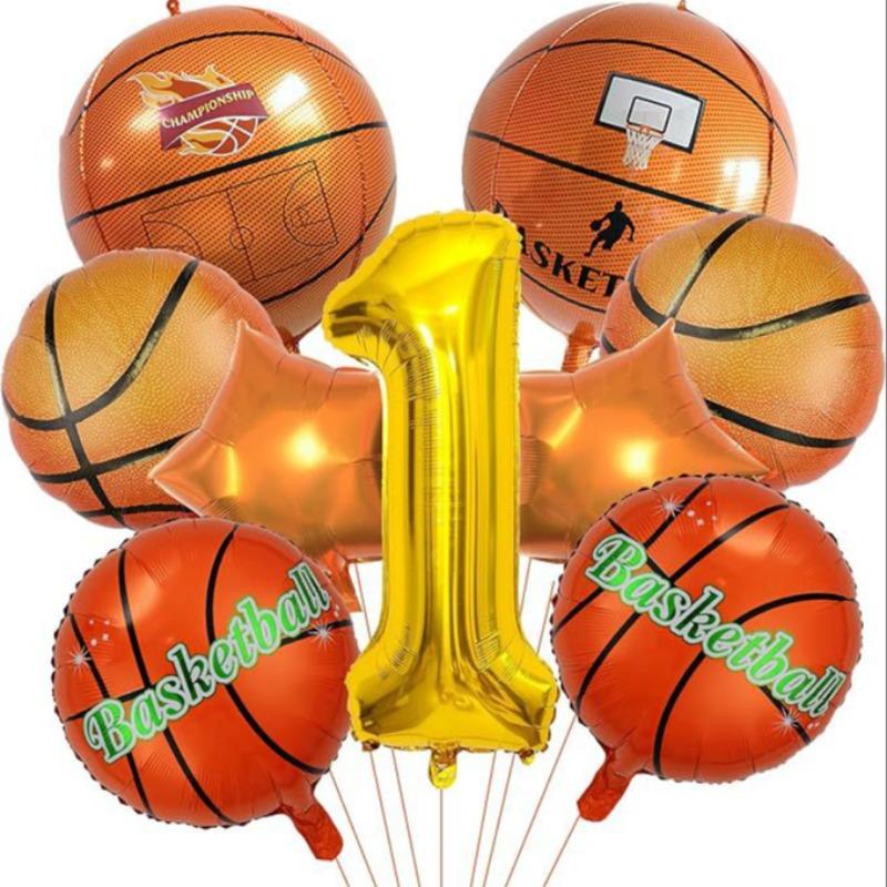 18-inch aluminum foil basketball-shaped balloons for boys' parties, ideal for decorating children's birthday parties
