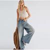 Vintage Baggy Jeans Women Fashion 2025 New Loose Casual Solid Color Wide Leg Pants Zipper Fly Pocket High Waist Denim Trousers