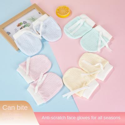 5pairs Baby Cotton Anti-scratch Gloves Baby Breathable and Lightweight Protective Gloves Newborn Anti-gnaw Thin Style