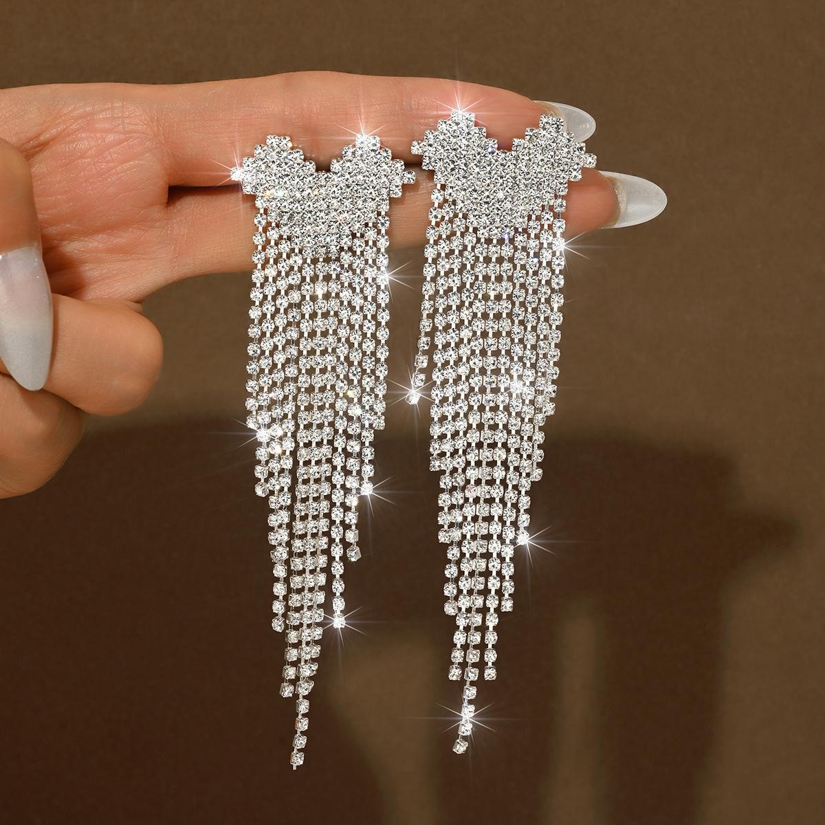 Super Immortal Exquisite Diamond Long Fringed Earrings Temperament Fashion Muse Earrings Super Immortal Premium Earrings