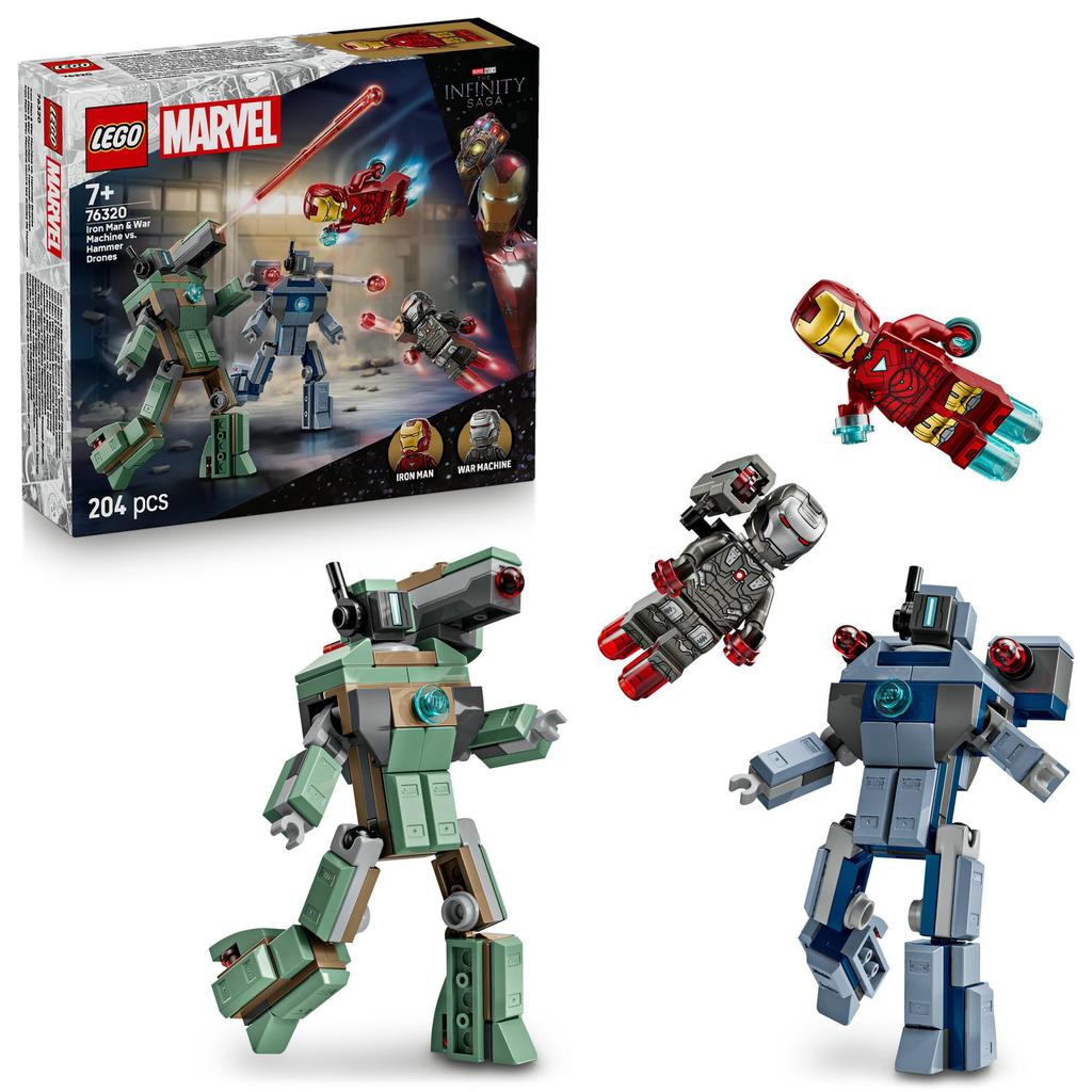 LEGO Marvel Iron Man & War Machine vs. Hammer Drone Toy - Birthday Present, Building Blocks, Boys, Girls, Children Ages 7, 8, 9, Elementary School, Ma