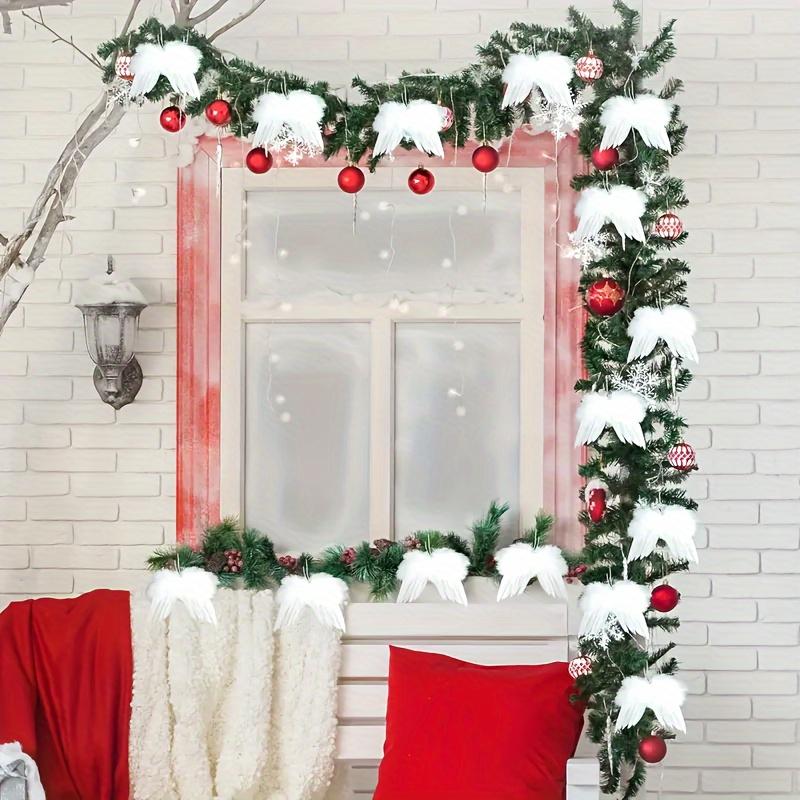 10pcs White Angel Wings Ornaments - Elegant Feather-like Design,  Easy Hanging Loop for Christmas Tree,Christmas Tree Ornament