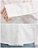 Women's Chic French White Long-Sleeve Shirt, Irregular Waist-Cinching Design, Stylish, Petite Fit, Perfect for Spring/Autumn