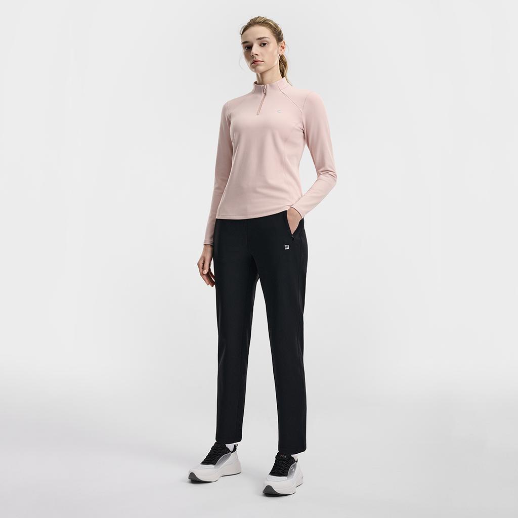 FILA Fleece Lined Classic Comfortable Versatile Knitted Sports Pants Women bottoms Deep-Black A11W611603FBK