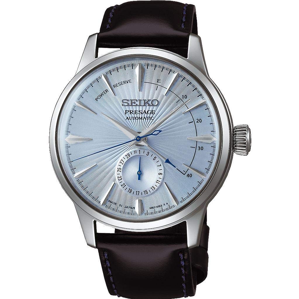

Seiko Presage Power Reserve Ice Blue Cocktail Time Modern Skydiving SSA343J1, Blue, 40.5 mm, синій