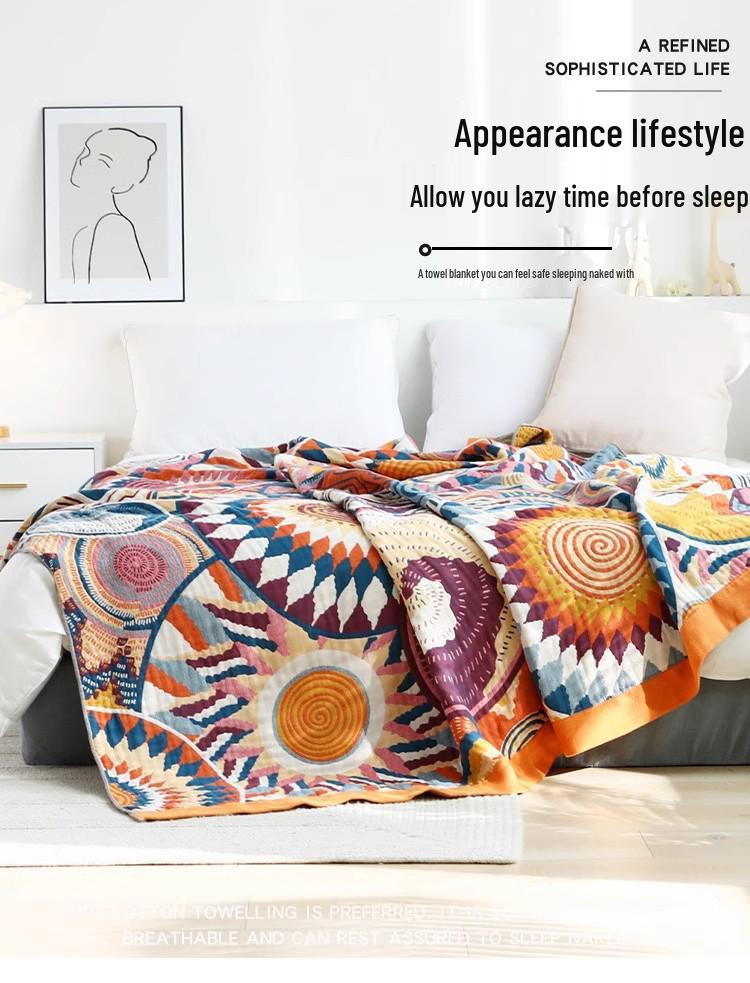 Minimalist Gauze Cotton Blanket and Towel – Lightweight Summer Quilt for Single/Double Beds