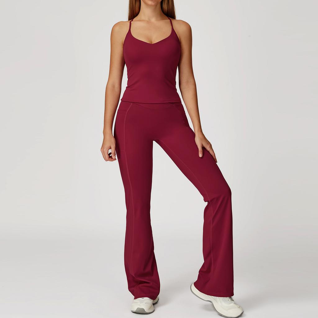 JYL Naked Fashion Yoga Set Cross Back Quick Dry Running Outfit