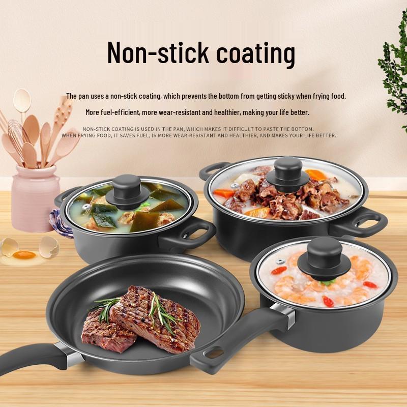 Thirteen-Piece Non-Stick Cookware Set: Includes Frying Pan, Soup Pot, Milk Pot, and Spatulas