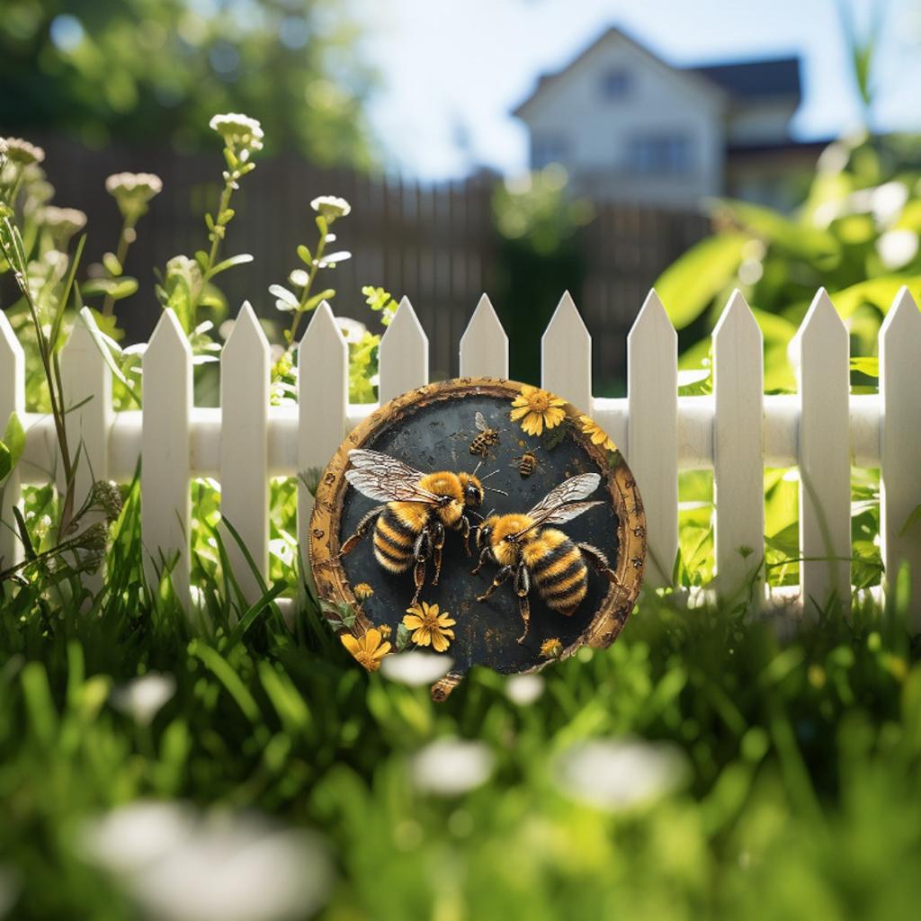 Aluminum Sign Retro Spring Garden Bees Metal Sign For Outdoor, Indoor, Bathroom, Office, Business, Man Cave Signs Decor