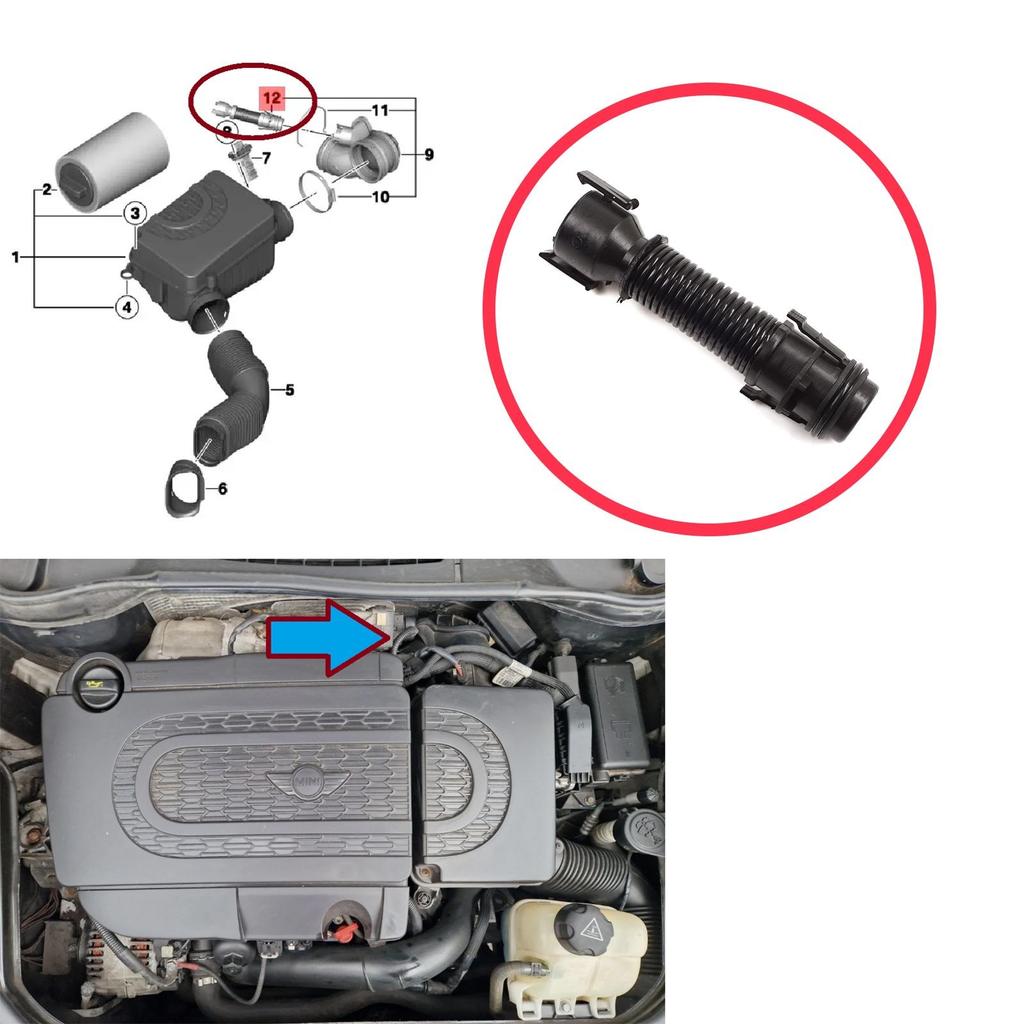 BHC671 Filtered Air Intake Breather Pipe Hose for Mini R55 R56 R57 R58 R59 R60 R61 BMW N47N Engine 13718513538