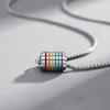 LGBT Statement Pendant Necklace New Rainbow Color Small Beads Pendant Necklace Stainless Steel Striped Bead Gay Pride