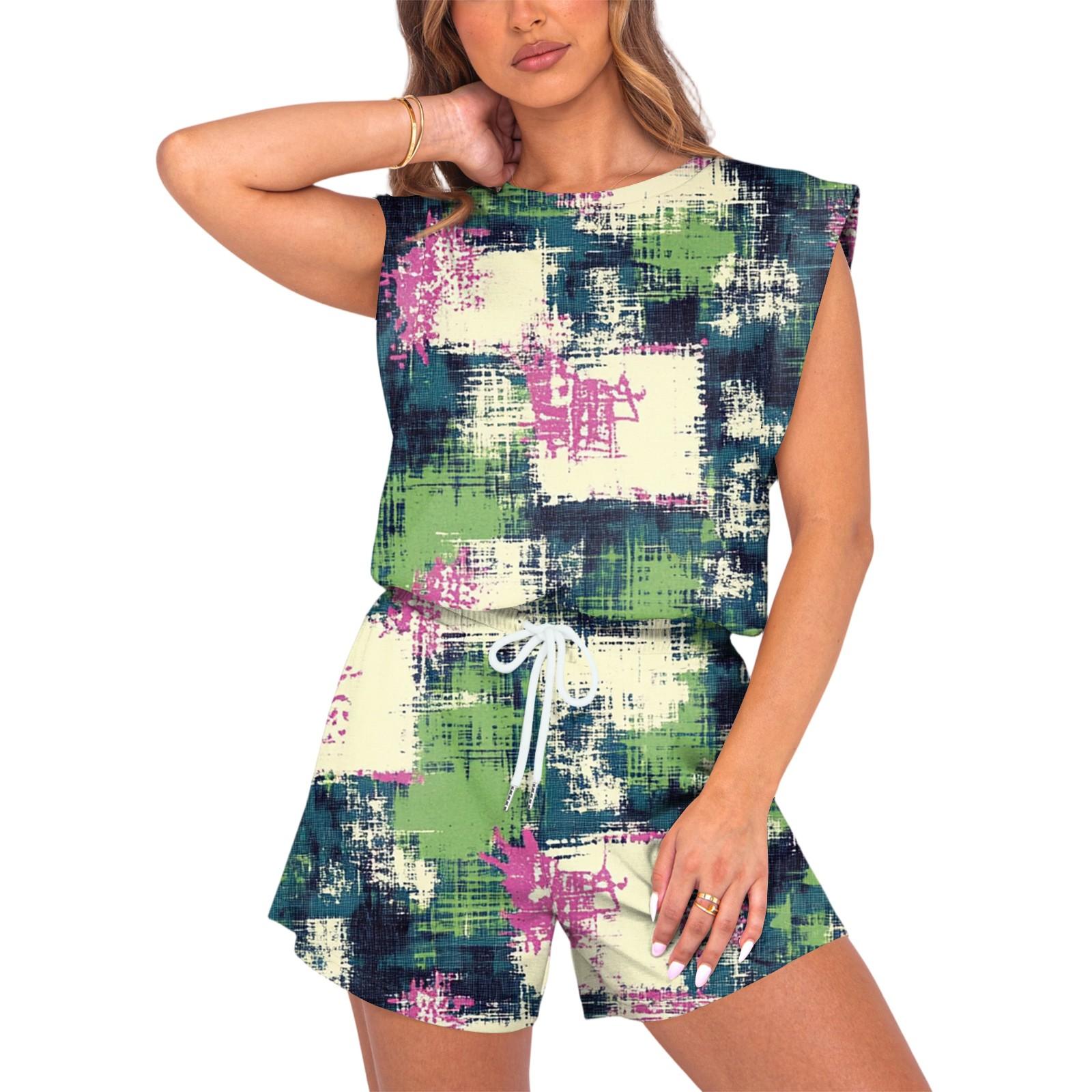 

Женский комбинезон с цветочным принтом, весна-лето, рукава-крылышки, регулируемая талия на шнурке, удобный повседневный короткий комбинезон с карманами XL