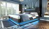 140x190cm Double Bed, Storage Headboard with USB and Type-C Ports, LED Lighting At Head and Foot, Hydraulic Storage, Grey, Linen. (without Mattress)