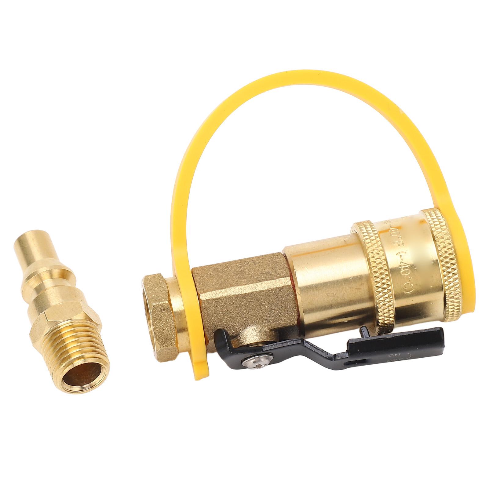 LETAOSK Propan/Erdgas Schnellkupplung Mit Absperrventil, 1/4 Zoll NPT, Messing, Gold/schwarz