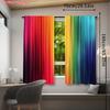 2 Stück lebendige regenbogenfarbene gestreifte Vorhänge, Entwickelt für Verdunkelung, Hochwertiges Material, Geeignet für Kinderzimmer,