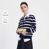 Navigare Women's Crew Neck Striped Knitted Cardigan