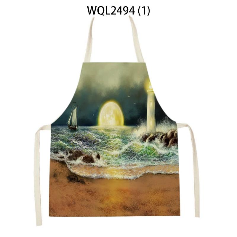 Kitchen Apron for Women Mountain Forest Scenery Adult Kids Cooking Apron Household Cleaning Supplies Pinafore Sleeveless Aprons