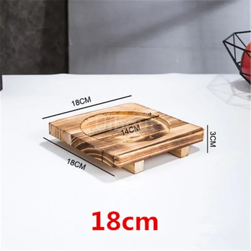 Heat Insulation Wooden Mat Iron Plate Bottom Board Bowl BBQ Square Wood Pad Stone Casserole Pot Pad Placemat for Dining Table