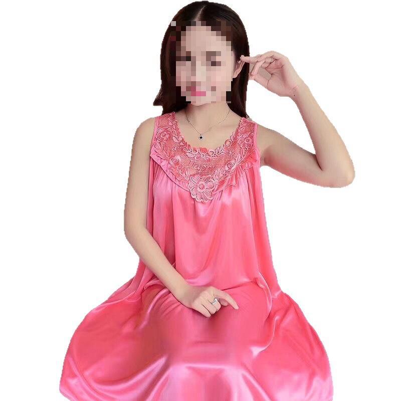 Women's Sexy Lace Summer Camisole Ice Silk Nightdress - Plus Size Loose Fit Home Wear Pajamas