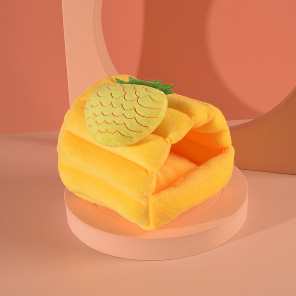 

Plus plush Warm Cotton Nest Winter Guinea Pig Nest Hamster House Warm Mat Small Animal Sleeping Bed S-Pineapple