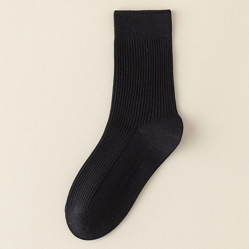 Men's Mid-calf Socks, Solid-colored Cotton Socks for Autumn and Winter, Sweat-absorbing, Versatile for Sports, Boneless Long Stockings for Business