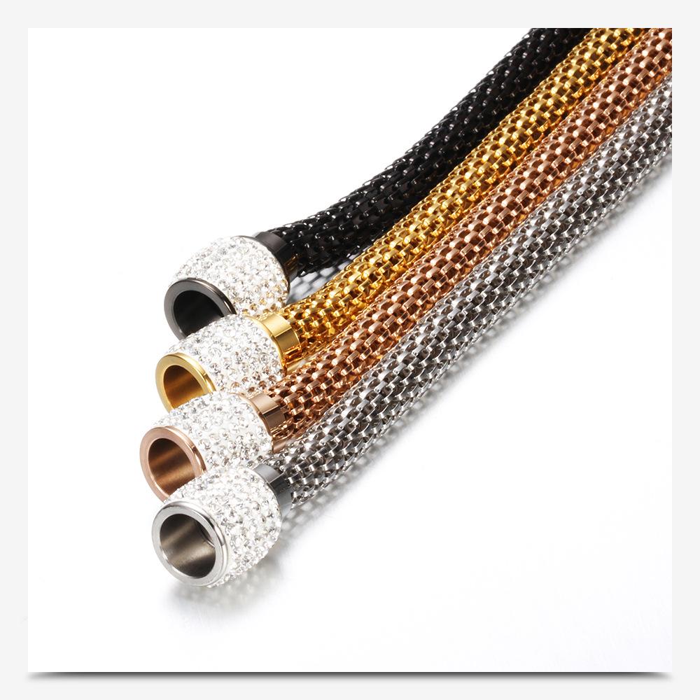 18 Karat Gold Inlay Diamant Hohl Edelstahl Retro Kabelarmband