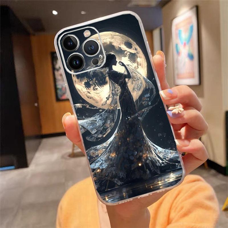Phone Case For Iphone 17 Pro Max Air 16 15 14 13 Pro Max 15 16 Pro 15Plus Moon Night Planet Girl