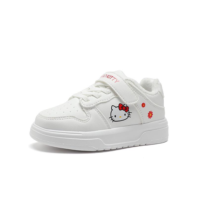 Cartoon Girls' Sports Shoes: Versatile White Non-Slip Skate Shoes for Kids, 2025 Autumn/Winter Collection.