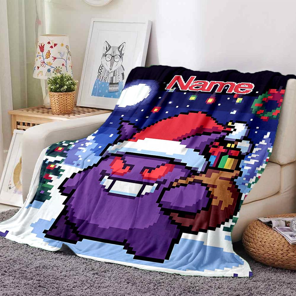 Customiz Name Personality Pokémon Gengar Blanket Soft &Warm Sofa Office Bed Travel Lunch Break Blanket, Gift Suitable All Seasons