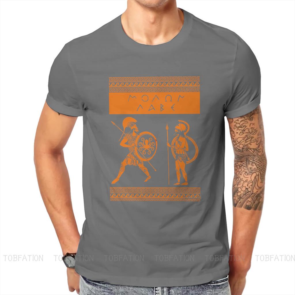 Ancient Greeks Spartan Molon Labe TShirt Men Gothic Oversized Punk Crewneck Cotton T Shirt 2020