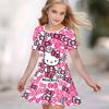 Girls 3D Print Dresses Kids Girl Party Short Sleeve Princess Dress Tank 3D  Cute Cartoon  Print Dress