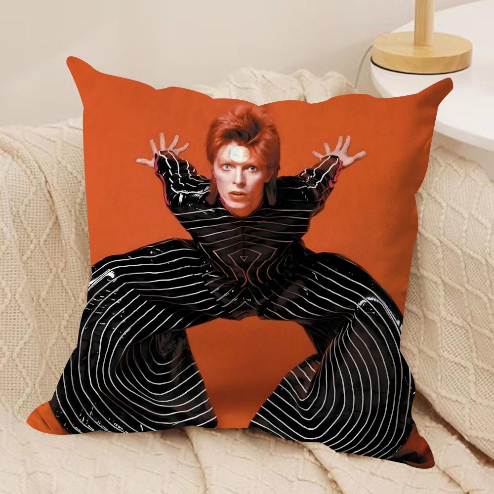 David Bowie Kissenbezug Weicher Plüschstoff Beidseitig Bedruckter Sofakissenbezug für Alle Jahreszeiten Heimdekoration Geschenk