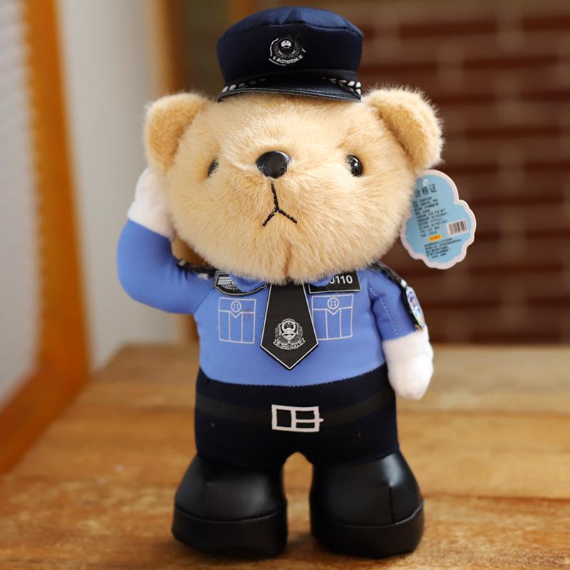 

Police bear doll teddy bear traffic police bear plush toy police panda doll public security riding rag doll About 25cm high