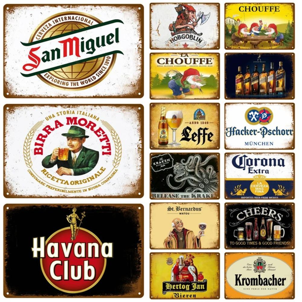 Vintage Bar Koktejlová plechová cedule - Kovová deska Nástěnná dekorace, Dekorace pro Pánský doupě, Klub, Hospodu, Domácí železná malba Dekorace